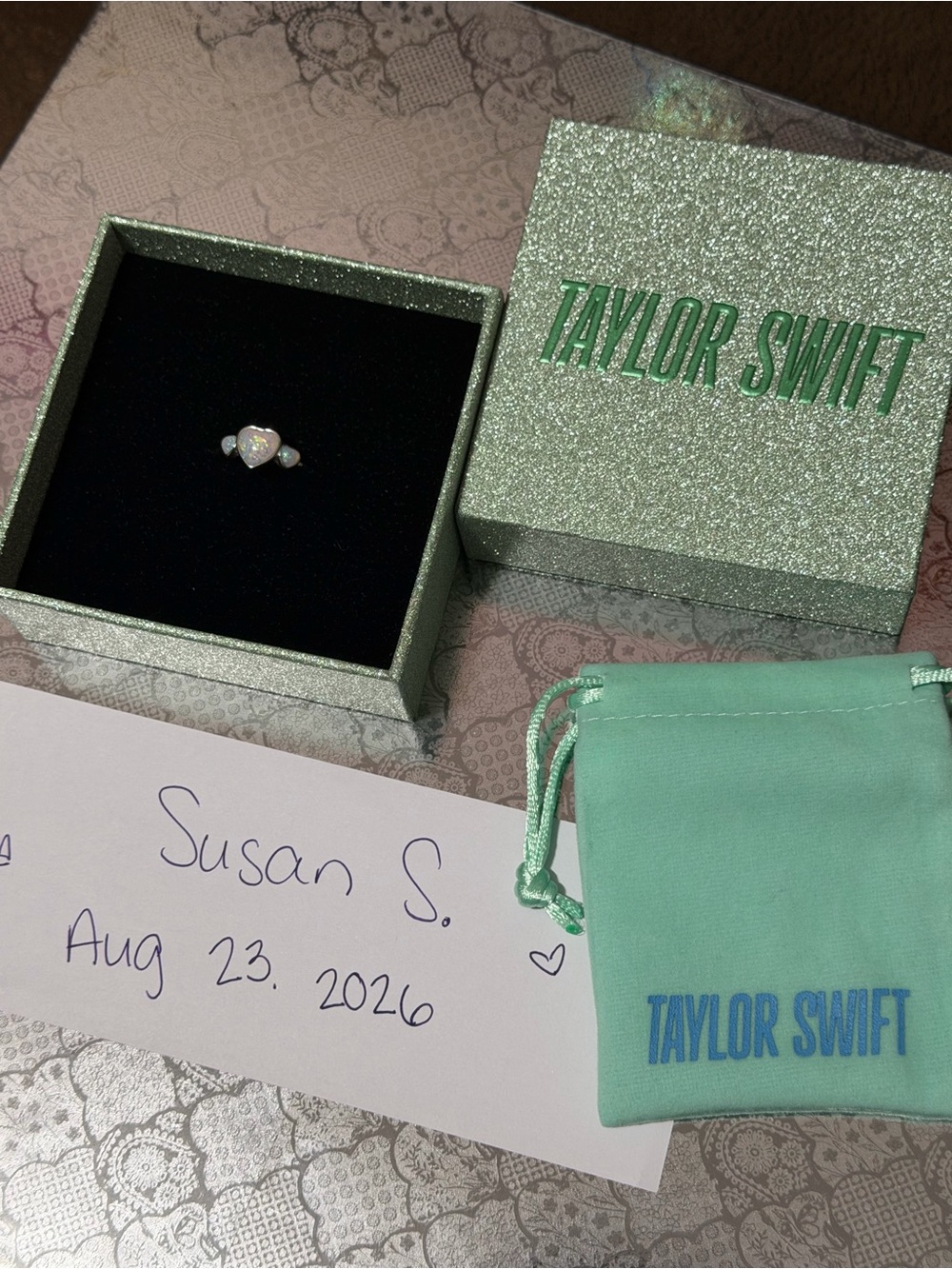 Taylor Swift Opalite Heart Ring Size 8